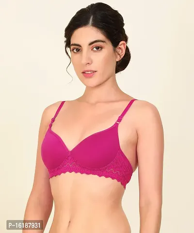 Stylish Pink Cotton Solid Bras For Women-thumb3