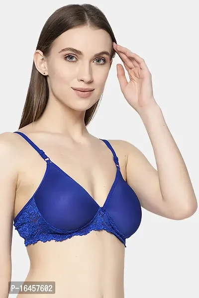 Stylish Blue Cotton Solid Bras For Women-thumb2