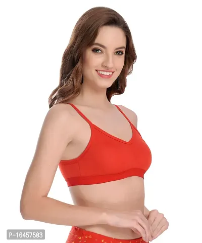 Stylish Red,Orange Cotton Solid Bras For Women Pack Of 2-thumb2