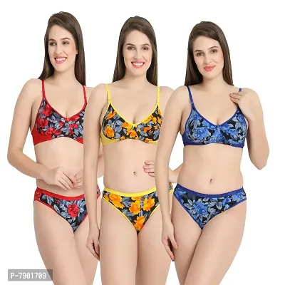 Earmark Women's Flower Ashu Lingerie Set (Multicolor, 30) - Pack of 3-thumb0