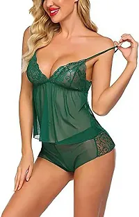 Elegant Green Net  Baby Dolls Set For Women-thumb2