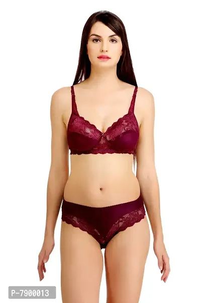 Fashion Comfortz Non Padded Wirefree Bra and Panty Set for Woman Maroon-thumb0