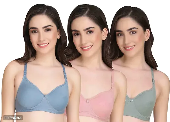 Stylish Cotton Solid Bras For Women- Pack Of 3