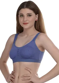 Women Cotton Non Padded Non-Wired Bra (Pack of 1) (Blue)-thumb2