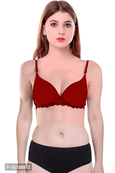 Stylish Maroon Cotton Self Pattern Bra And Panty Set For Women-thumb5