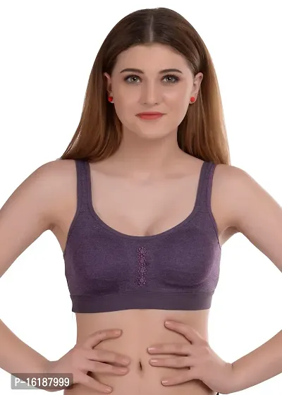 Stylish Purple Cotton Solid Bras For Women