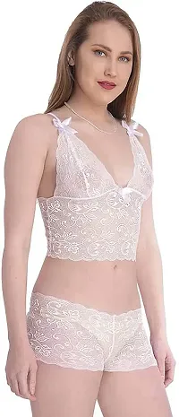 Elegant White Net  Baby Dolls Set For Women-thumb1