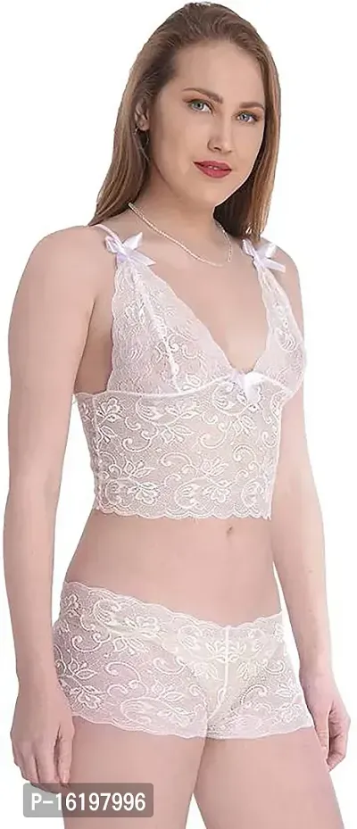 Elegant White Net  Baby Dolls Set For Women-thumb2