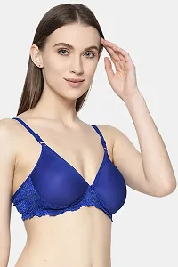 Stylish Blue Cotton Solid Bras For Women-thumb1