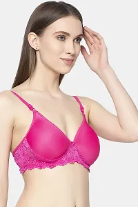 Stylish Pink Cotton Solid Bras For Women-thumb1