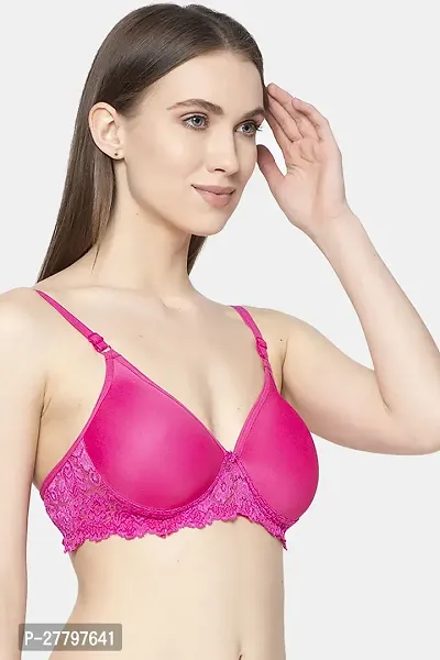 Stylish Pink Cotton Solid Bras For Women-thumb2