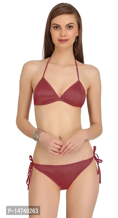 Stylish Maroon  Bra  Panty Set For Women