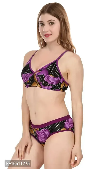 Stylish Purple  Bra  Panty Set For Women-thumb3