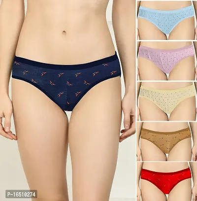 Stylish Multicoloured Cotton Blend  Briefs For Women Pack Of 6-thumb0