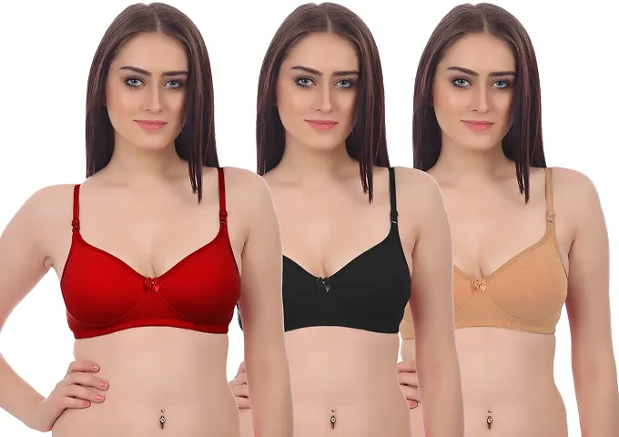 Stylish Solid Bras For Women Pack Of 3