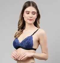 Stylish Women Blue Net Bra Panty Set - Pack of 1-thumb2