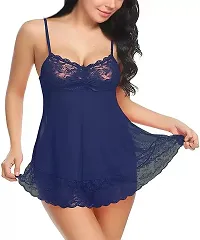 Stylish Blue Net Lace Baby Dolls For Women-thumb1