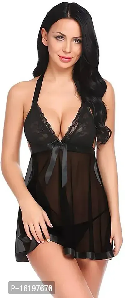 Elegant Black Net  Baby Dolls For Women