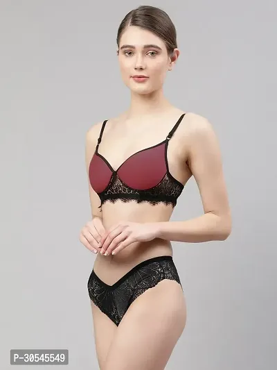 Stylish Maroon Cotton Bridal Lingerie set For Women-thumb3