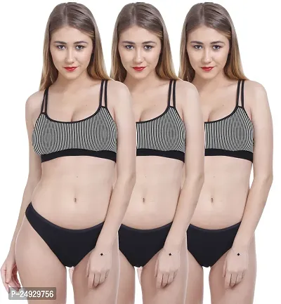 Stylish Cotton Bra And Panty Set For Women Pack Of 3