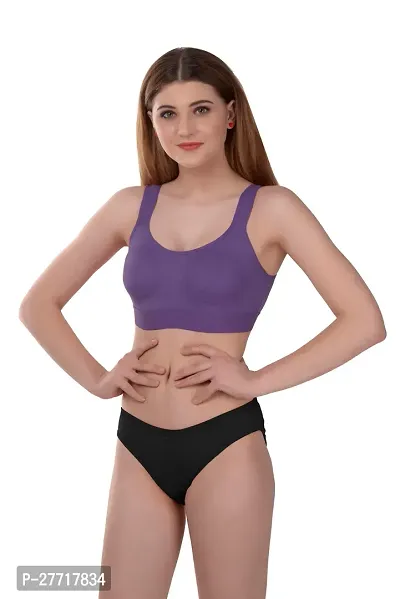 Women Cotton Bra Panty Set for Lingerie Set Pack of 2  Color : Purple,Black-thumb3