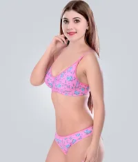 Stylish Pink  Bra  Panty Set For Women-thumb1