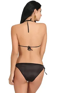 PIBU-Women's Satin Bikini Bra Panty Set for Women Lingerie Set Sexy Honeymoon Undergarments ( Color : Black )( Pack of 1 )( Size :36) Model No : Satan et-thumb3