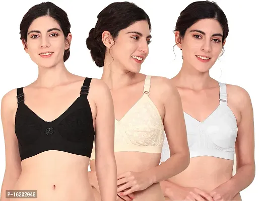 Stylish Cotton Solid Bras For Women- Pack Of 3-thumb0