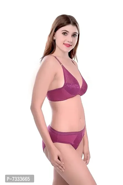 PIBU-Women's Cotton Bra Panty Set for Women Lingerie Set Sexy Honeymoon Undergarments ( Color : Maroon )( Pack of 1 )( Size :30) Model No : Safal et-thumb2