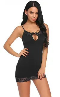 Stylish Black Net Lace Baby Dolls For Women-thumb1