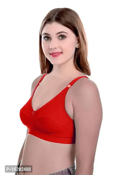 Stylish Red Cotton Solid Bras For Women-thumb2