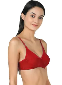 Women T-Shirt Cotton Non Padded Non-Wired Bra (Pack of 3) (Red,Blue,Black)-thumb1