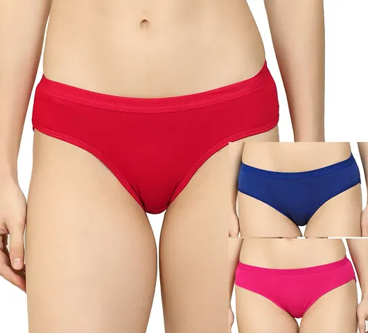 Cotton Solid Hipster Brief/Panty Pack Of 3