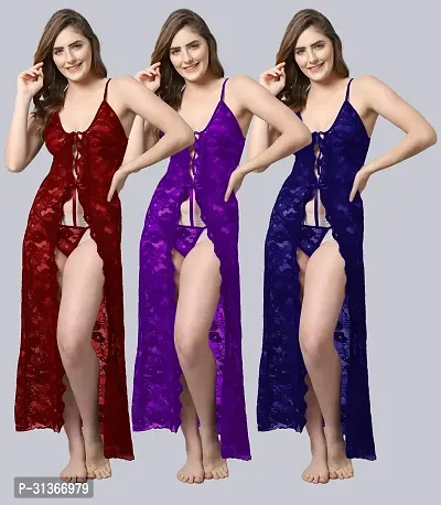 Babydoll Sexy Lingerie Set for Honeymoon Pack of 3-thumb0