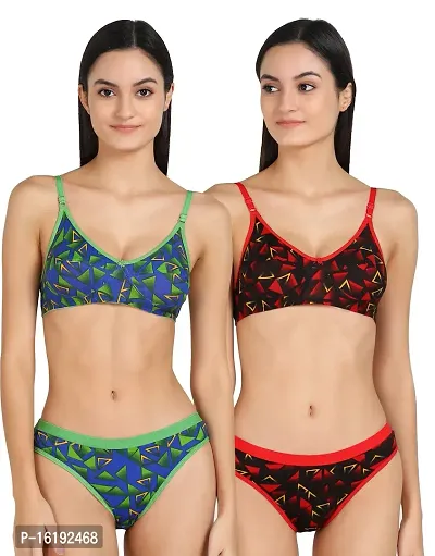 Stylish Multicoloured  Bra  Panty Set For Women Pack Of 2-thumb0