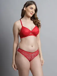 Women Cotton Bra Panty Set for Lingerie Set ( Pack of 1 ) ( Color : Red )-thumb1