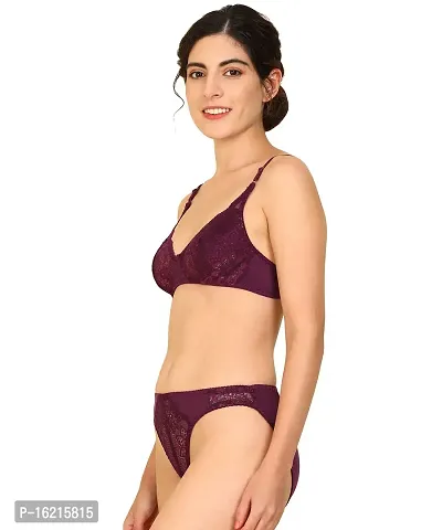 Stylish Maroon  Bra  Panty Set For Women-thumb3