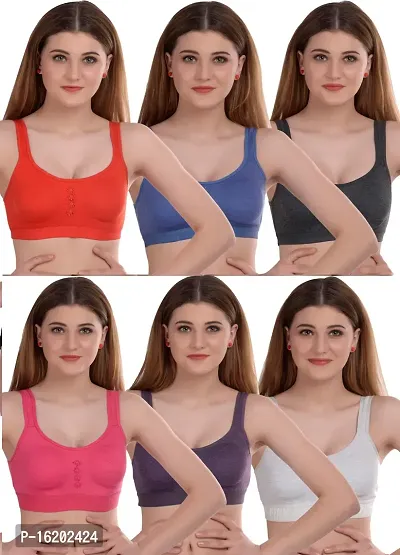 Stylish Cotton Solid Bras For Women- Pack Of 6-thumb0