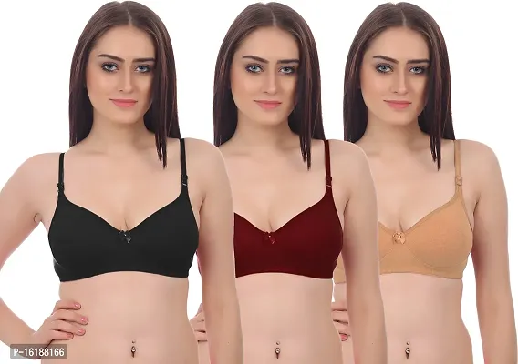 Stylish Cotton Solid Bras For Women- Pack Of 3-thumb0