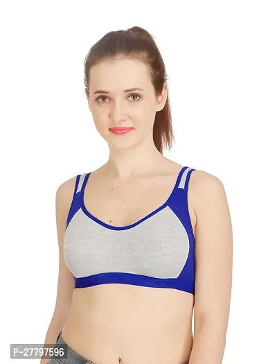 Stylish Blue Cotton Solid Bras For Women-thumb0