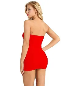 Stylish Red Satin Self Design Baby Dolls For Women-thumb1