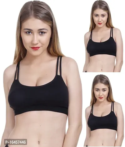 Stylish Black,Black,Black Cotton Solid Bras For Women Pack Of 3-thumb0