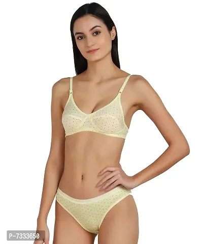 PIBU-Women's Cotton Bra Panty Set for Women Lingerie Set Sexy Honeymoon Undergarments ( Color : Yellow )( Pack of 1 )( Size :34) Model No : ZB SSet-thumb5