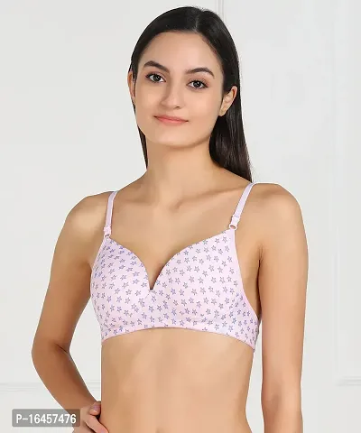 Stylish Pink Cotton Solid Bras For Women-thumb0