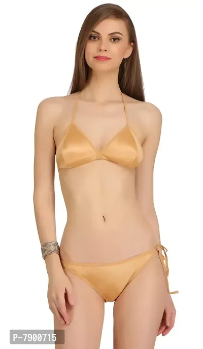Fashion Comfortz Bra  Panty Set for Women Ll Ladies and Girls Lingerie Set Gold-thumb0