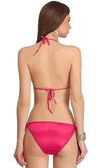 PIBU-Women's Satin Bikini Bra Panty Set for Women Lingerie Set Sexy Honeymoon Undergarments ( Color : Black,Pink )( Pack of 2 )( Size :34) Model No : Satan et-thumb3