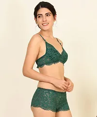 PIBU-Women's Net Bra Panty Set for Women Lingerie Set Sexy Honeymoon Undergarments ( Color : Green )( Pack of 1 )( Size :36) Model No : Net SSet-thumb1