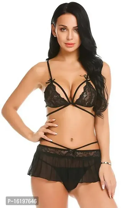 Elegant Black Net  Baby Dolls For Women