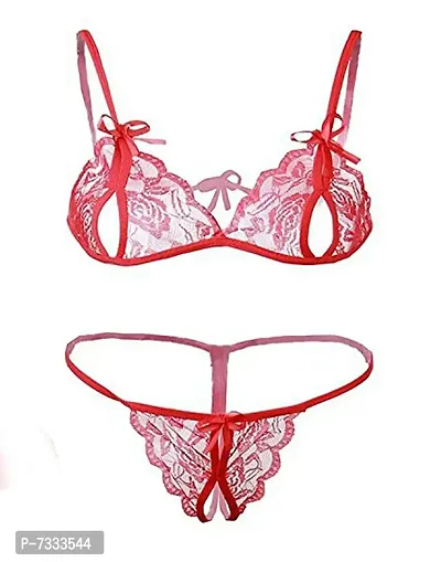 Buy Honeymoon Bra Panty Set Sexy Set Pack of 3 (Pink, Red, Maroon) (36) at
