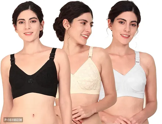 Stylish Cotton Solid Bras For Women- Pack Of 3